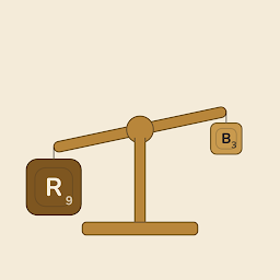 Иконка Rebalance: латунные весы с двумя плитками-буквами