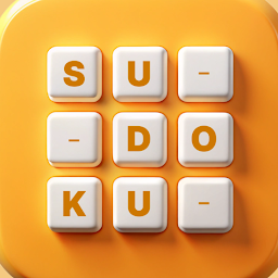 Иконка Sudoku Mastermind: белые плитки с надписью SU-DO-KU на оранжевом фоне