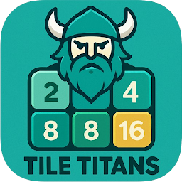 Иконка Tile Titans: рогатый титан над плитками с числами 2, 4, 8, 8 и 16
